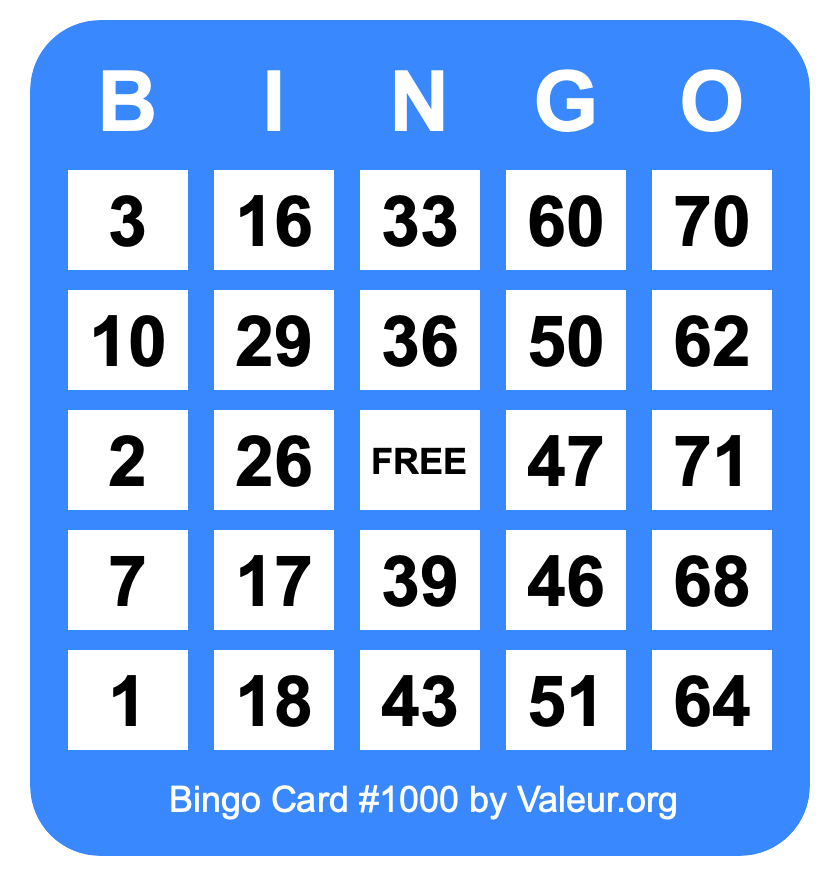 Bingo Card #1000