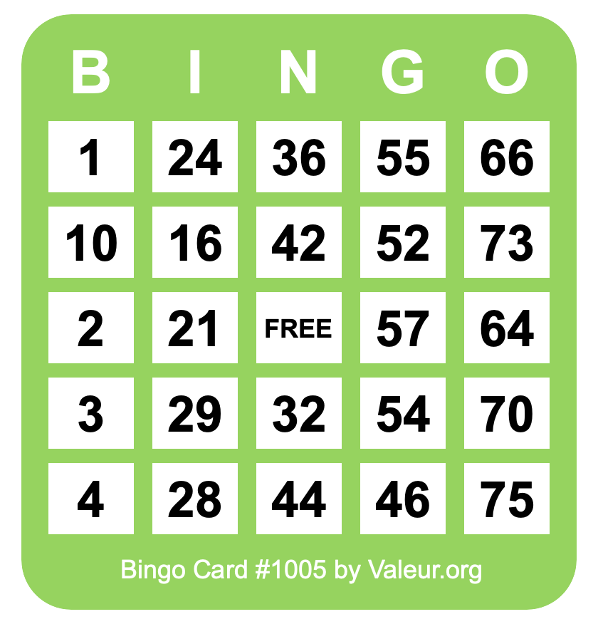 Bingo Card #1005