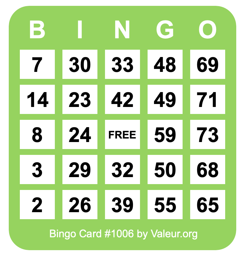 Bingo Card #1006