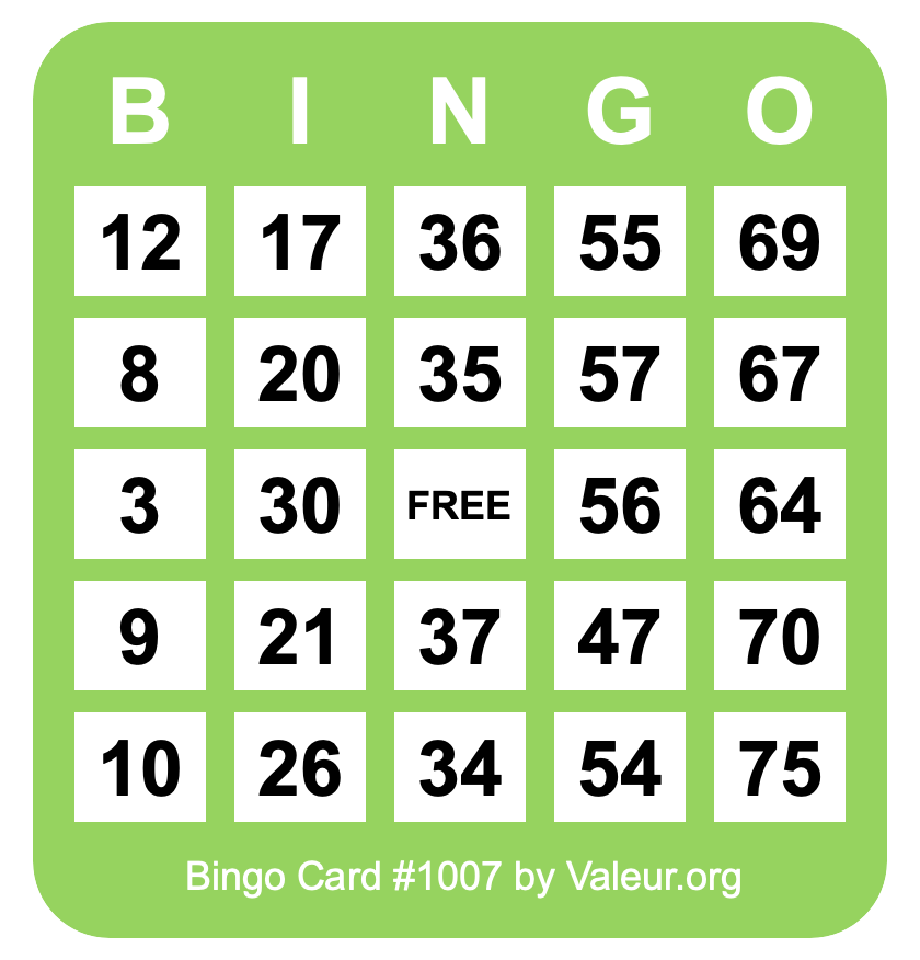 Bingo Card #1007