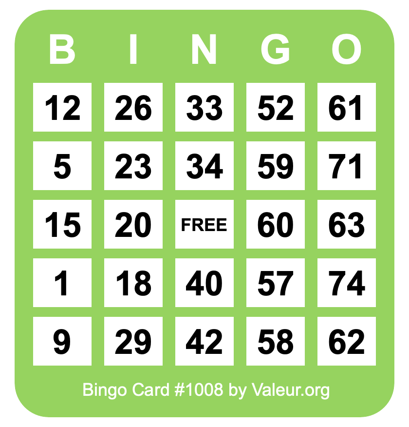 Bingo Card #1008