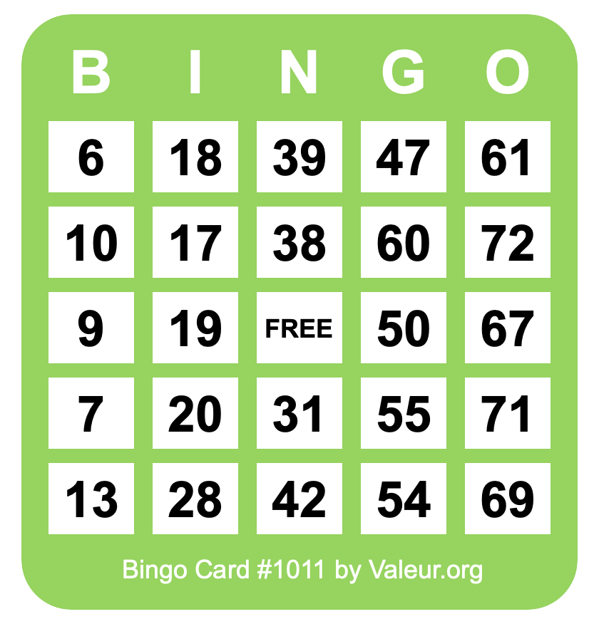 Bingo Card #1011