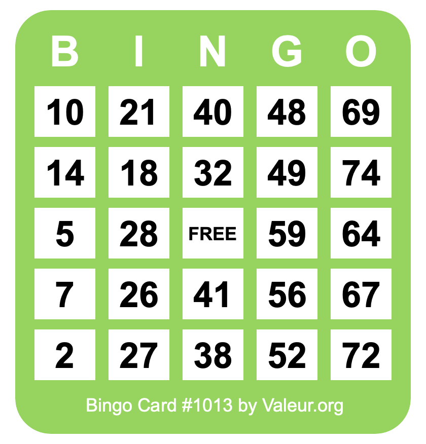 Bingo Card #1013