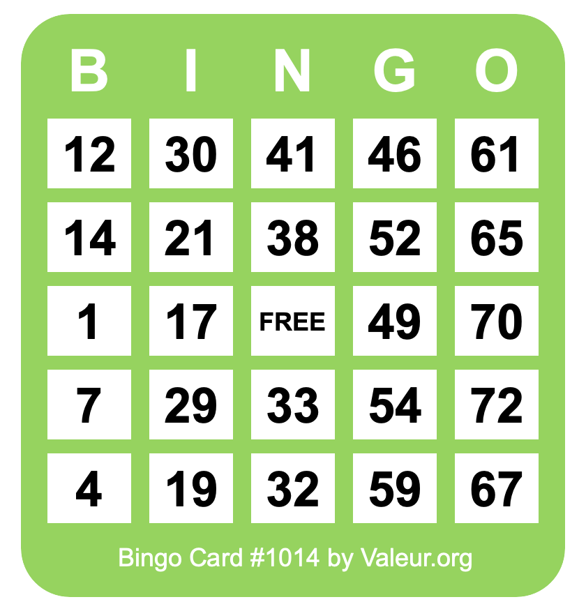 Bingo Card #1014