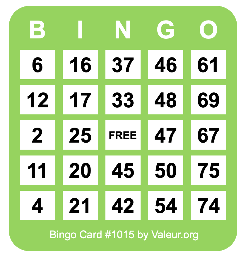 Bingo Card #1015