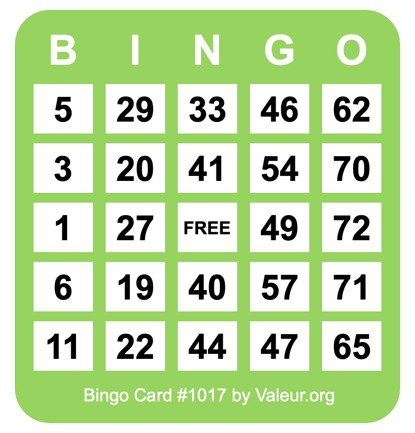 Bingo Card #1017