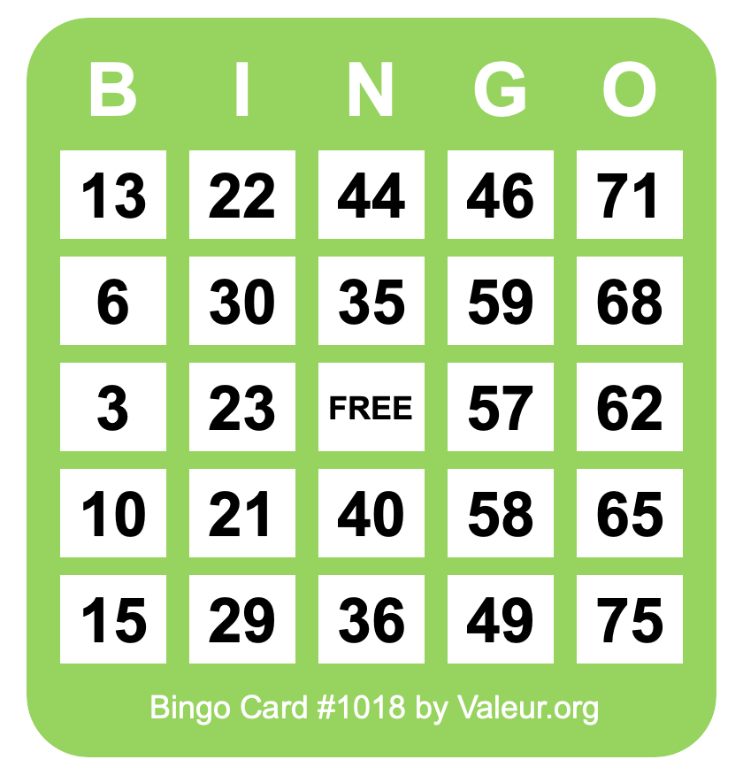 Bingo Card #1018