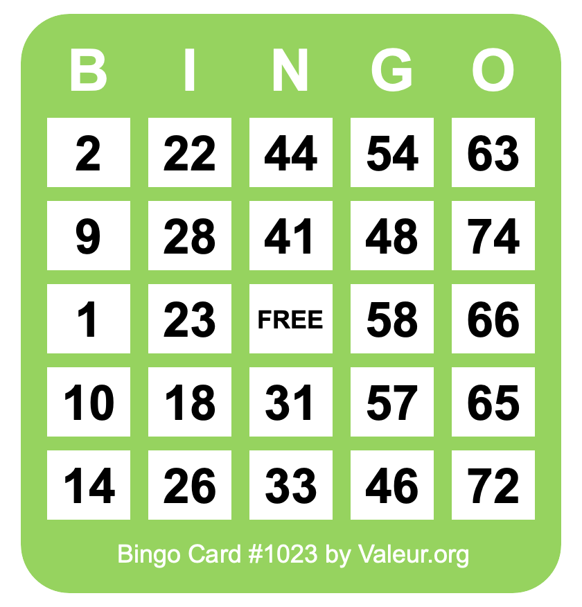 Bingo Card #1023