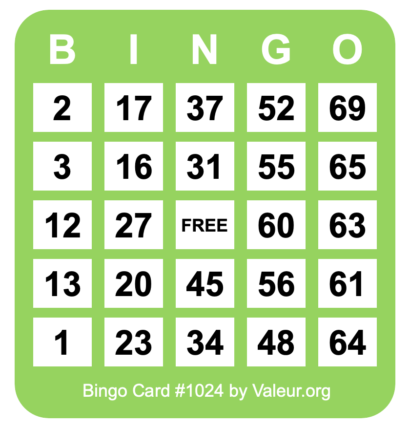 Bingo Card #1024