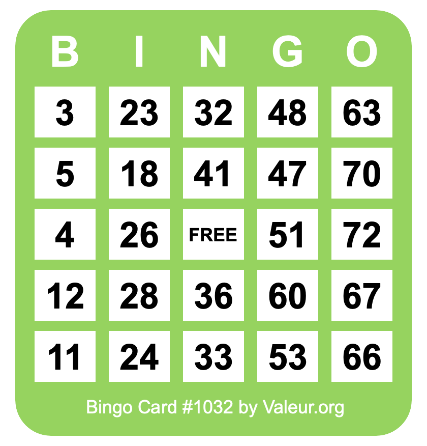 Bingo Card #1032