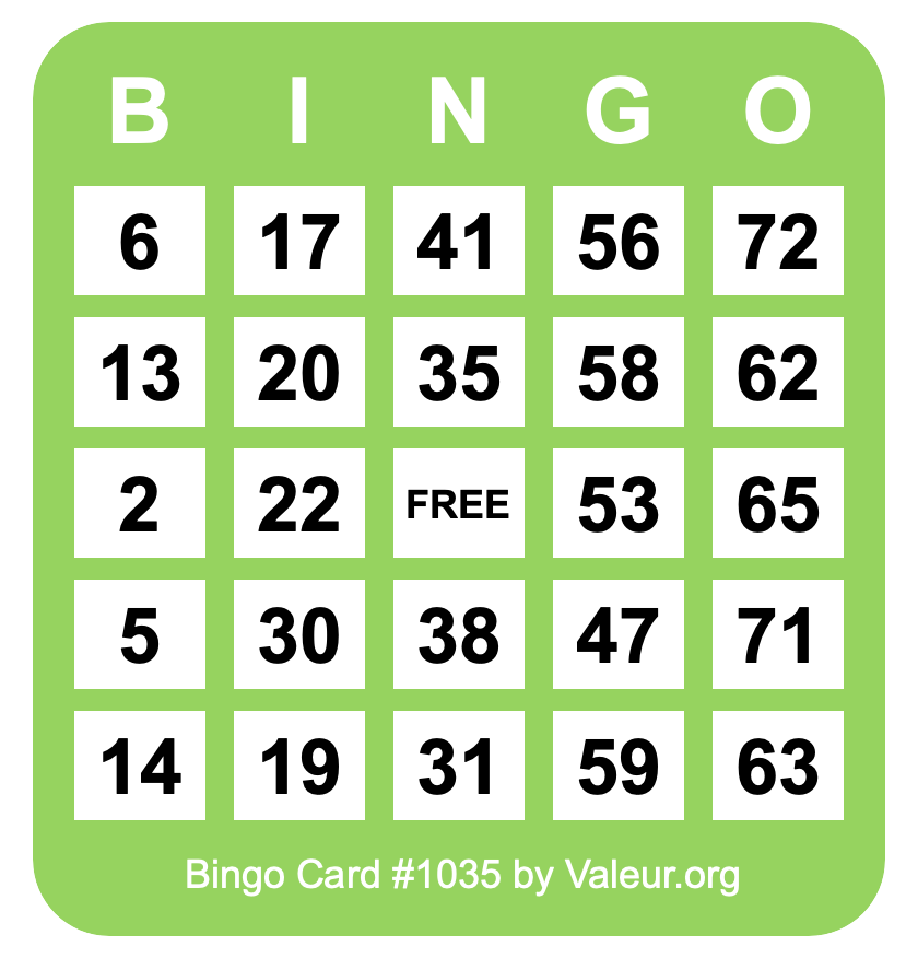 Bingo Card #1035