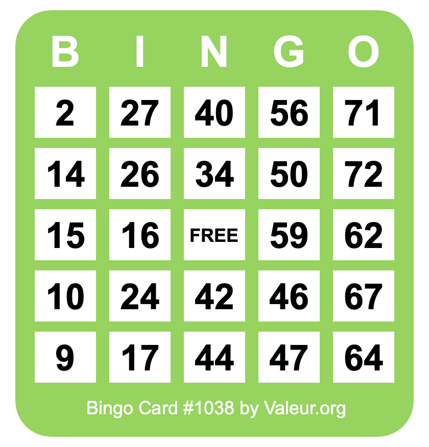 Bingo Card #1038