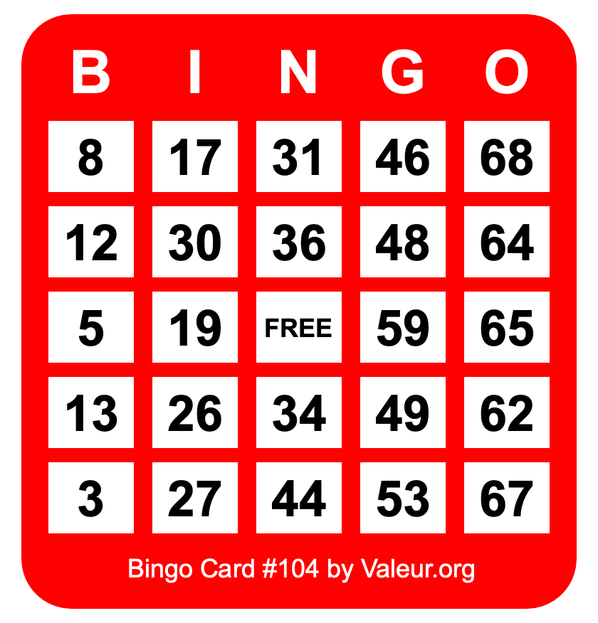 Bingo Card #104
