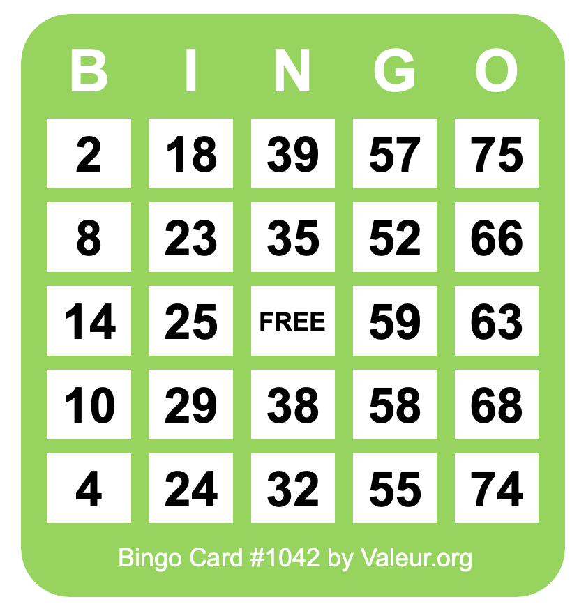 Bingo Card #1042