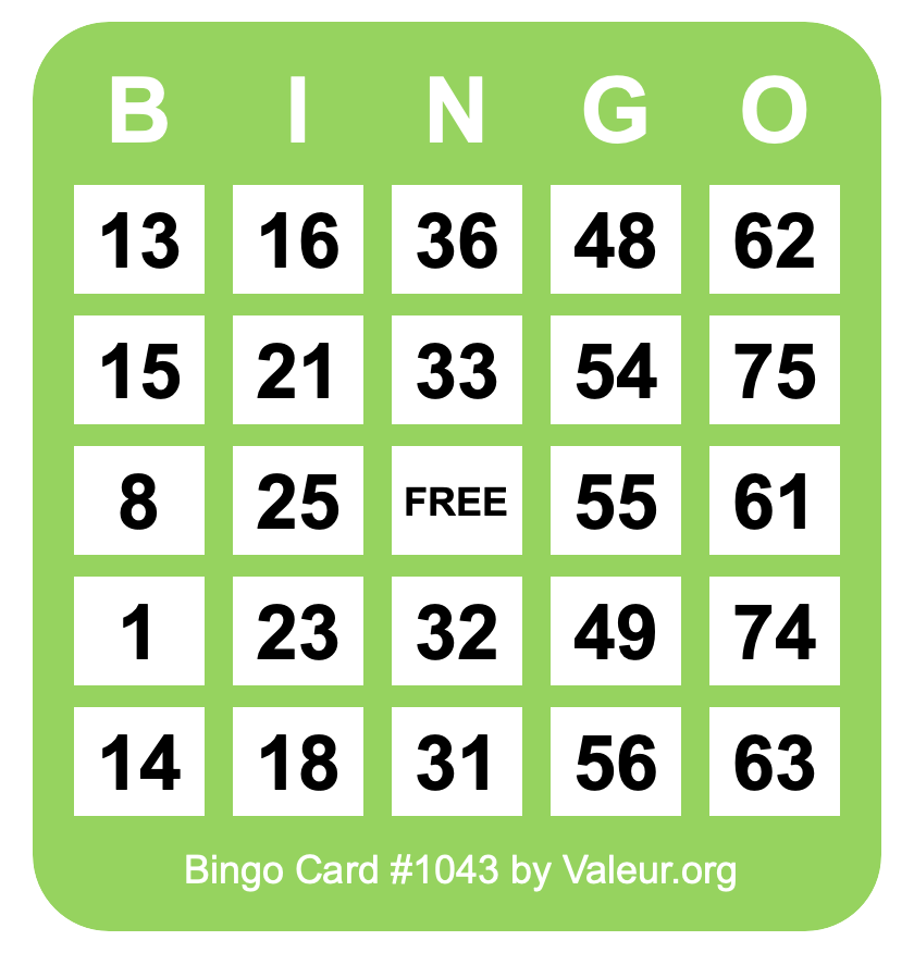 Bingo Card #1043