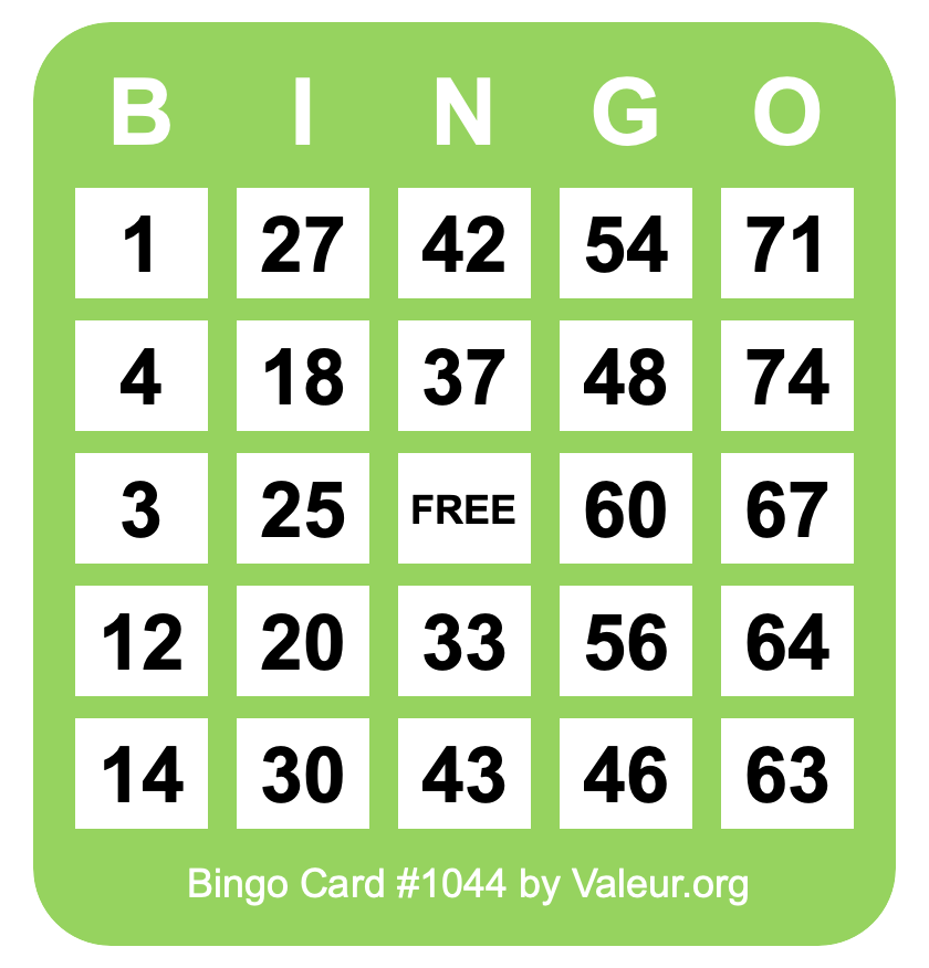 Bingo Card #1044