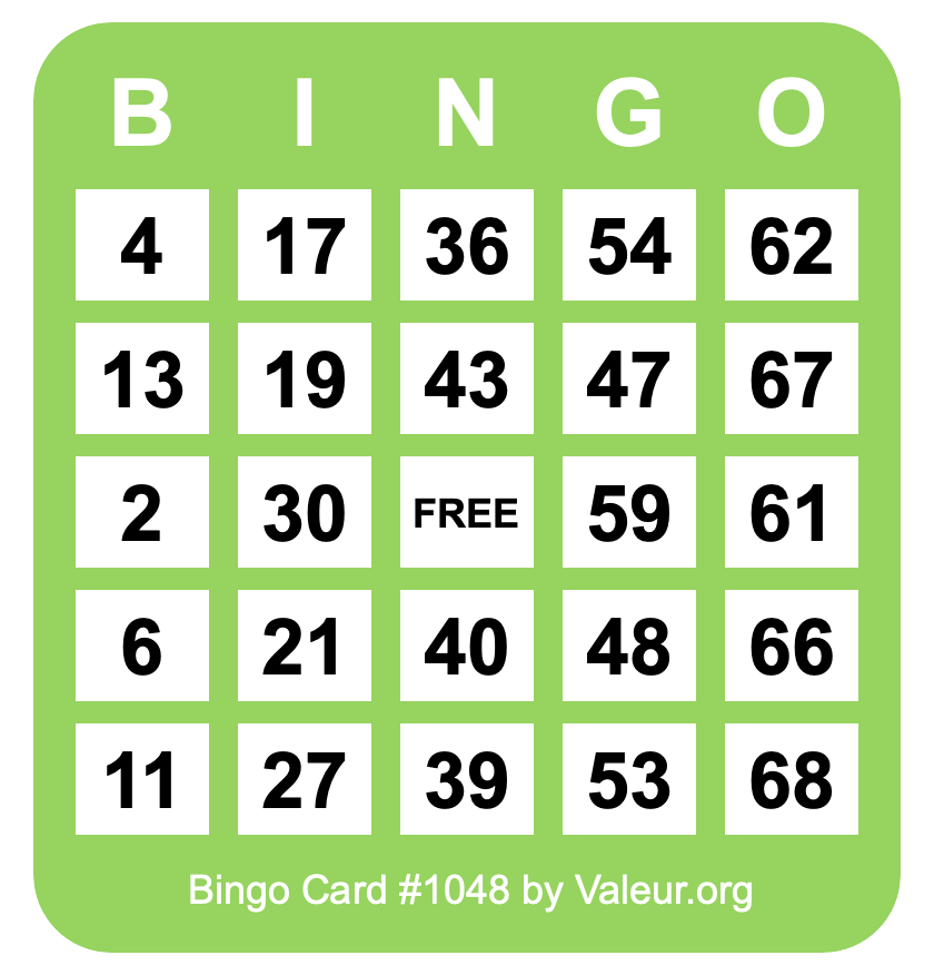 Bingo Card #1048