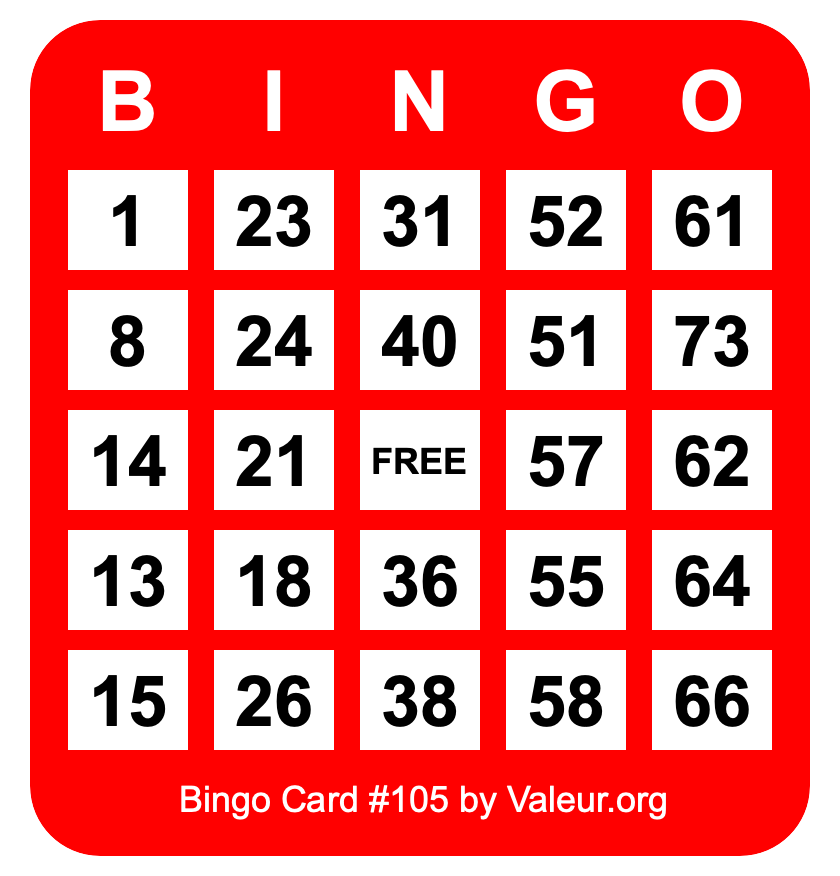 Bingo Card #105