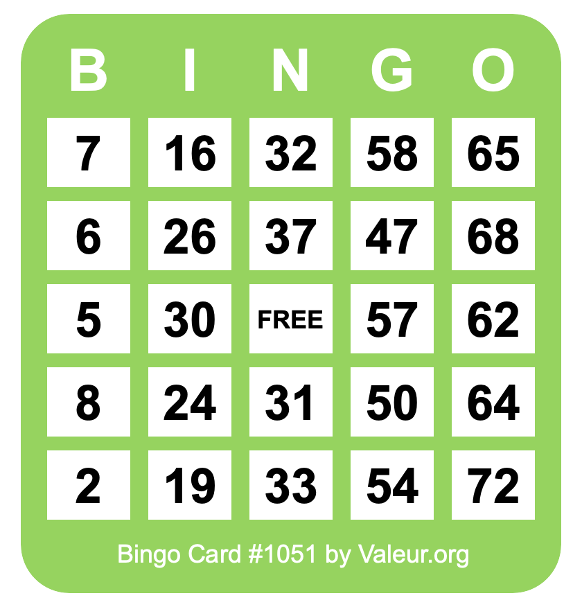 Bingo Card #1051