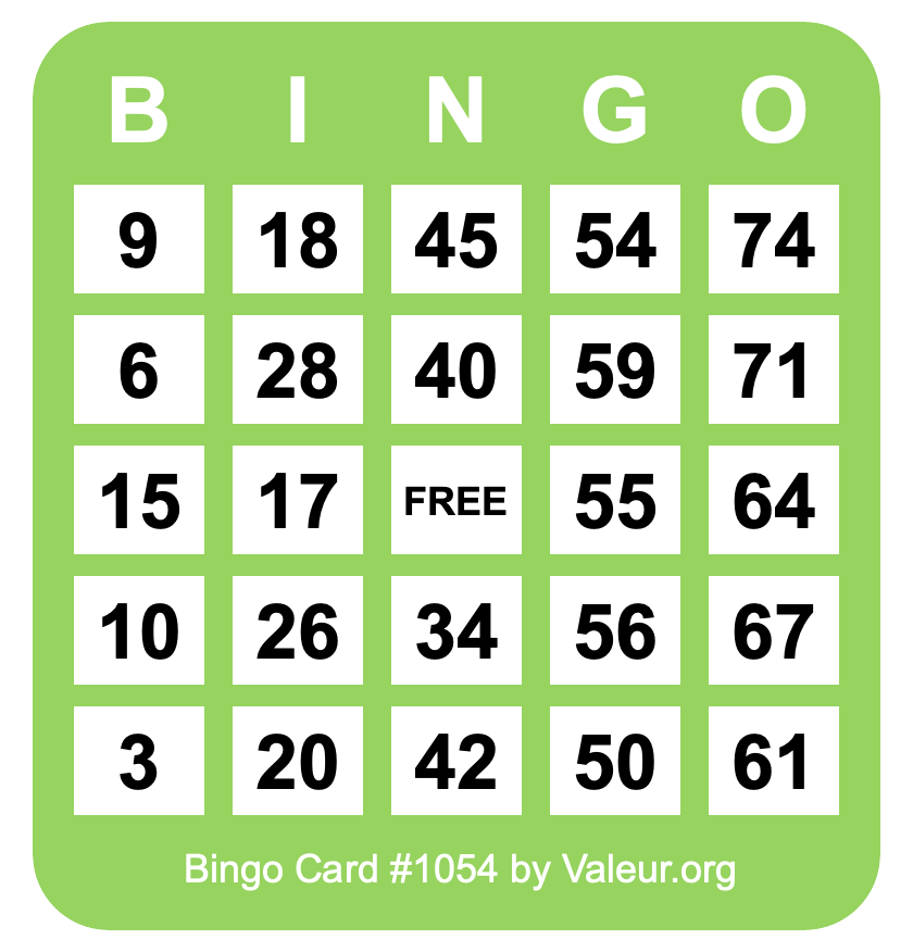 Bingo Card #1054