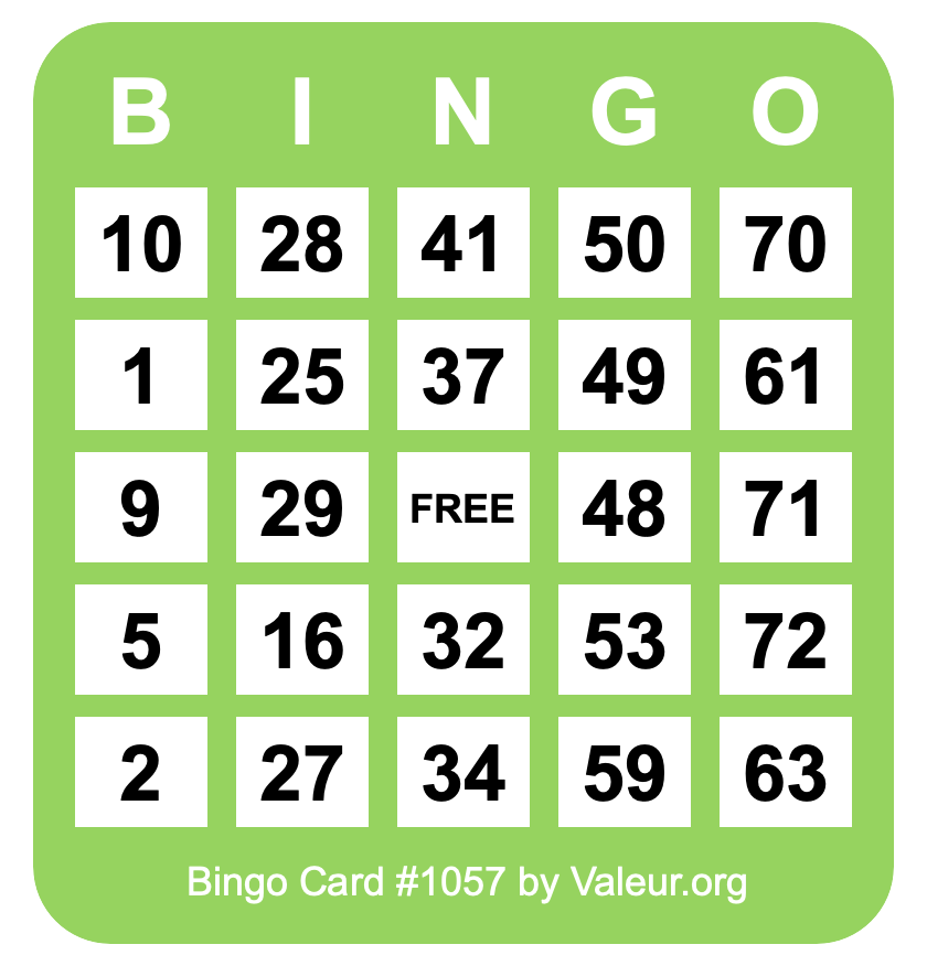 Bingo Card #1057