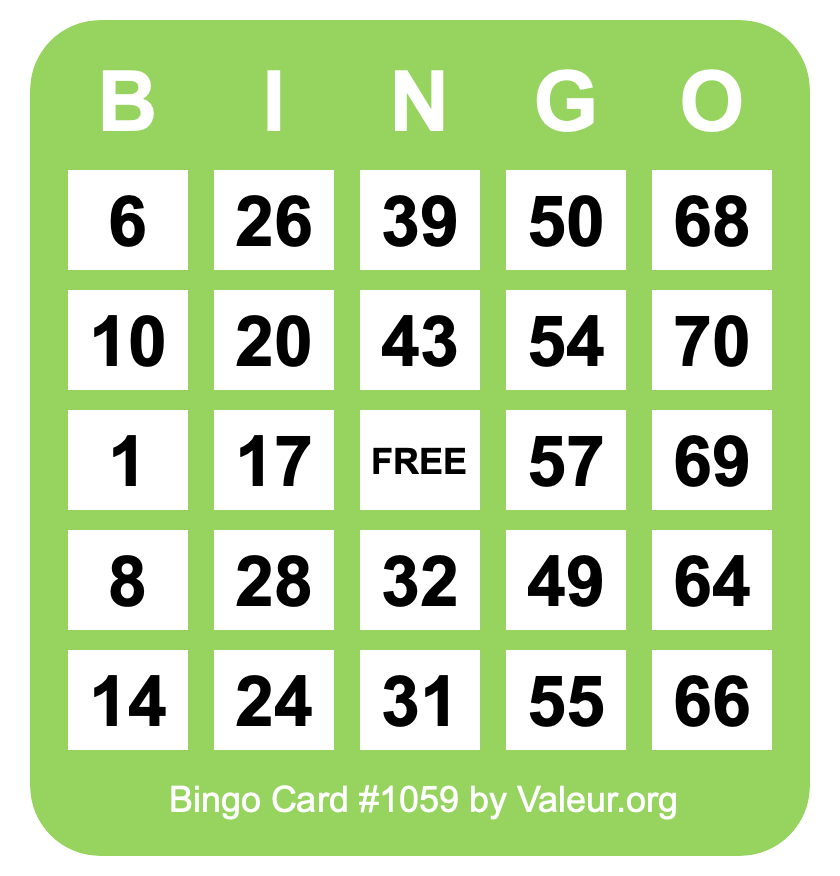 Bingo Card #1059