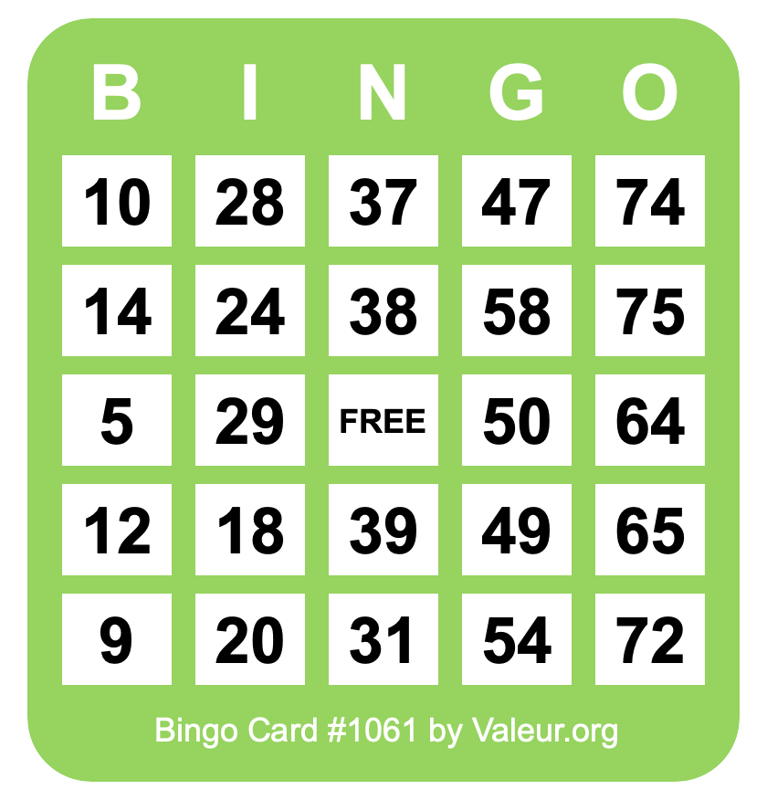 Bingo Card #1061