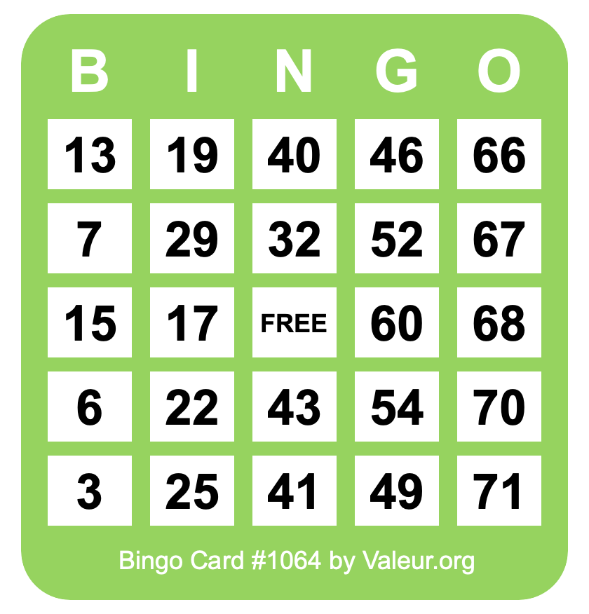 Bingo Card #1064