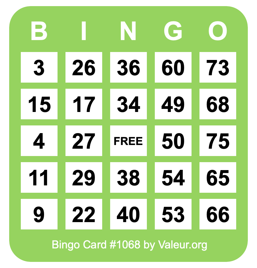 Bingo Card #1068