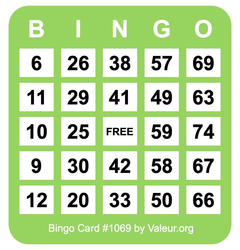 Bingo Card #1069