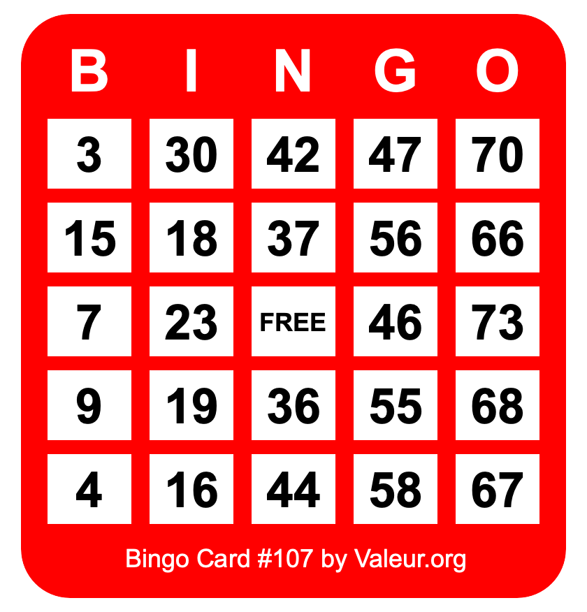 Bingo Card #107