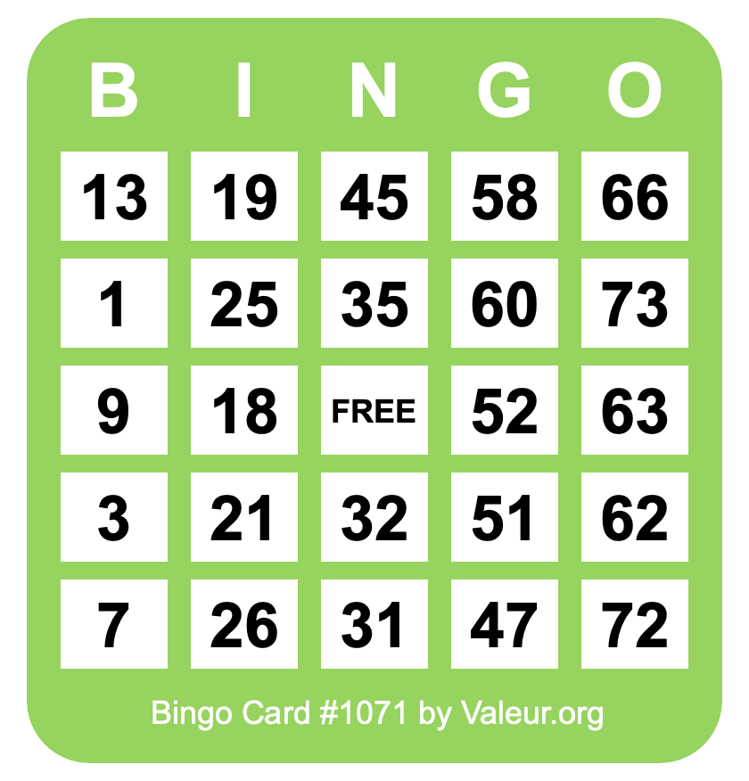 Bingo Card #1071