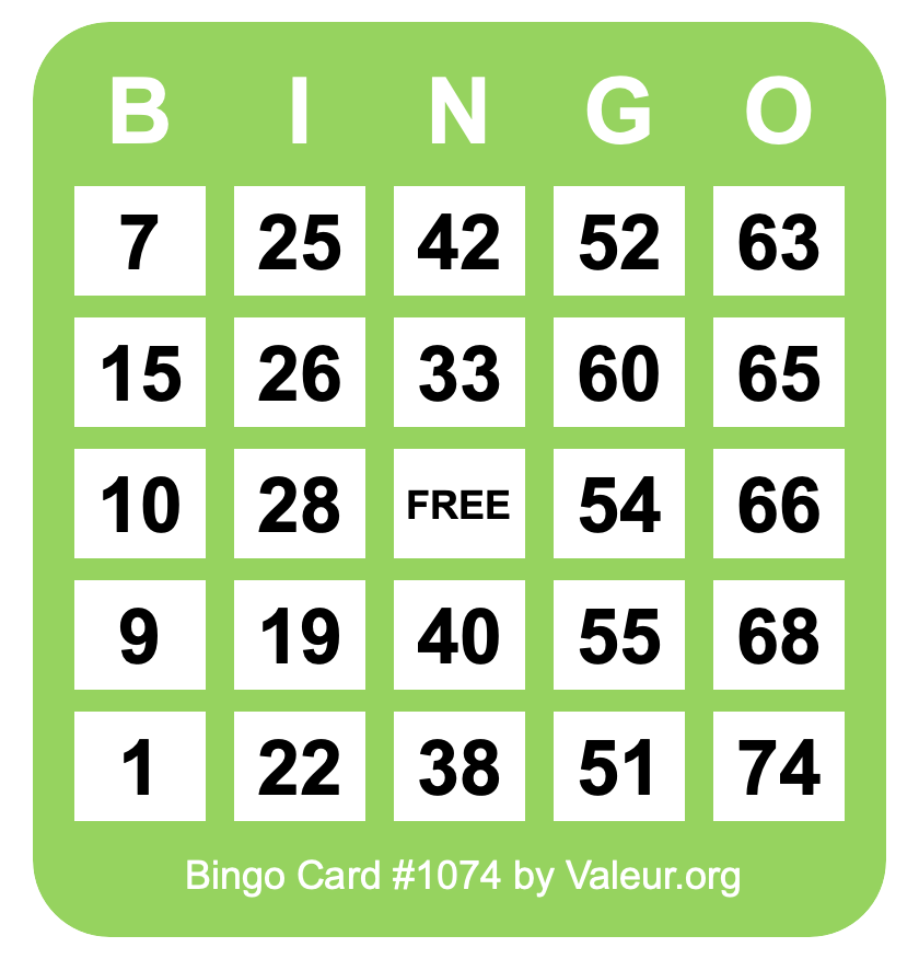 Bingo Card #1074