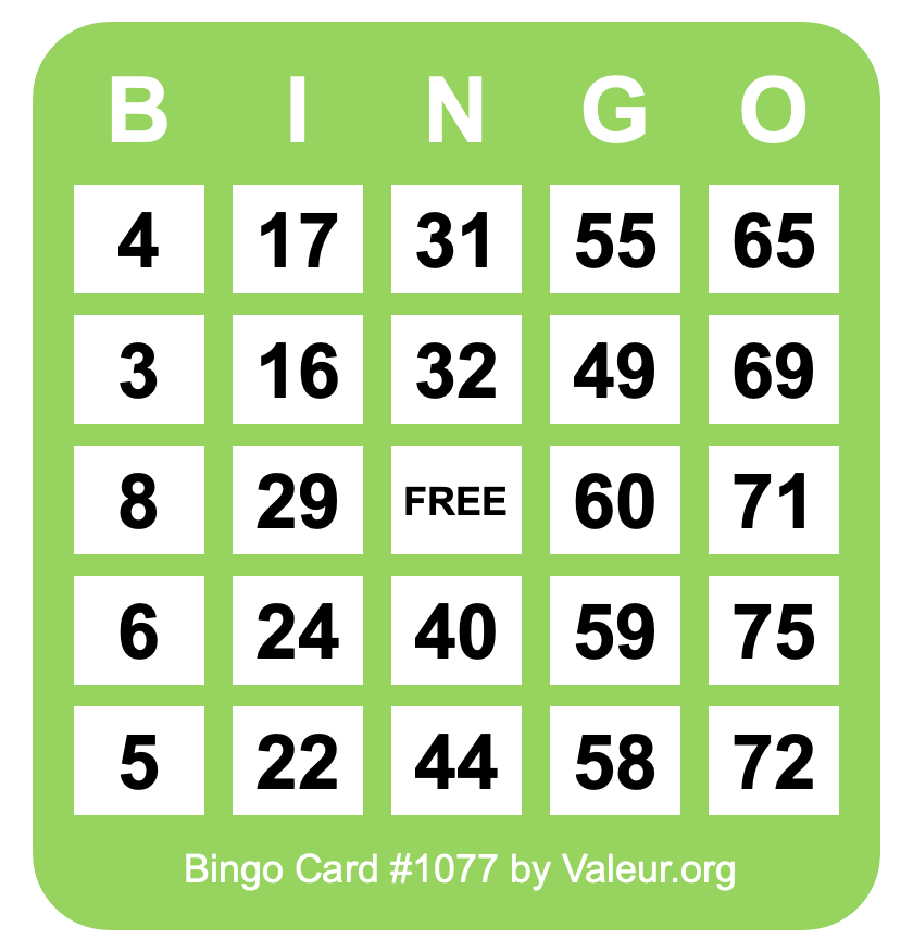 Bingo Card #1077