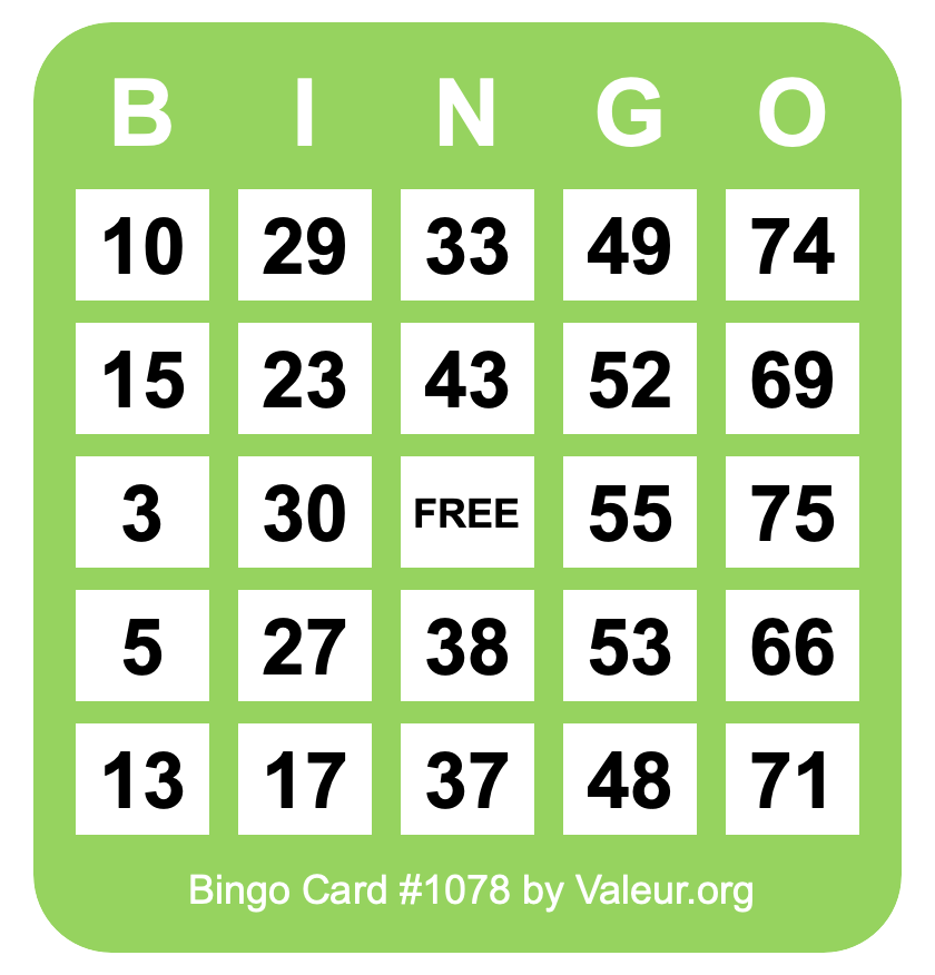 Bingo Card #1078