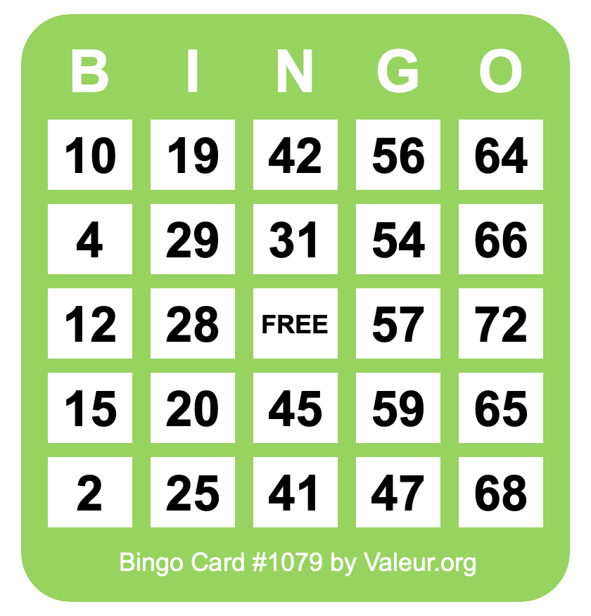 Bingo Card #1079