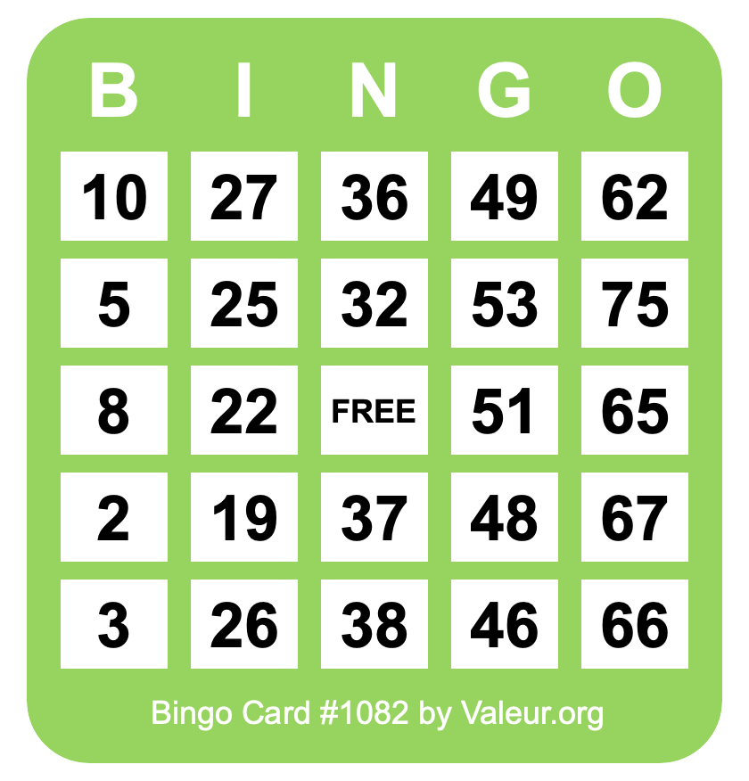 Bingo Card #1082