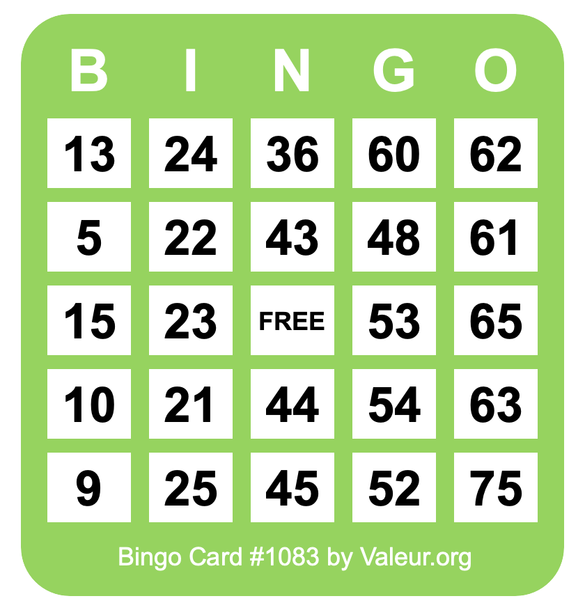 Bingo Card #1083