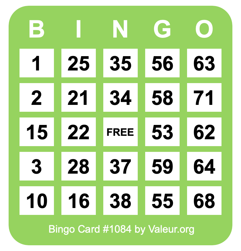 Bingo Card #1084