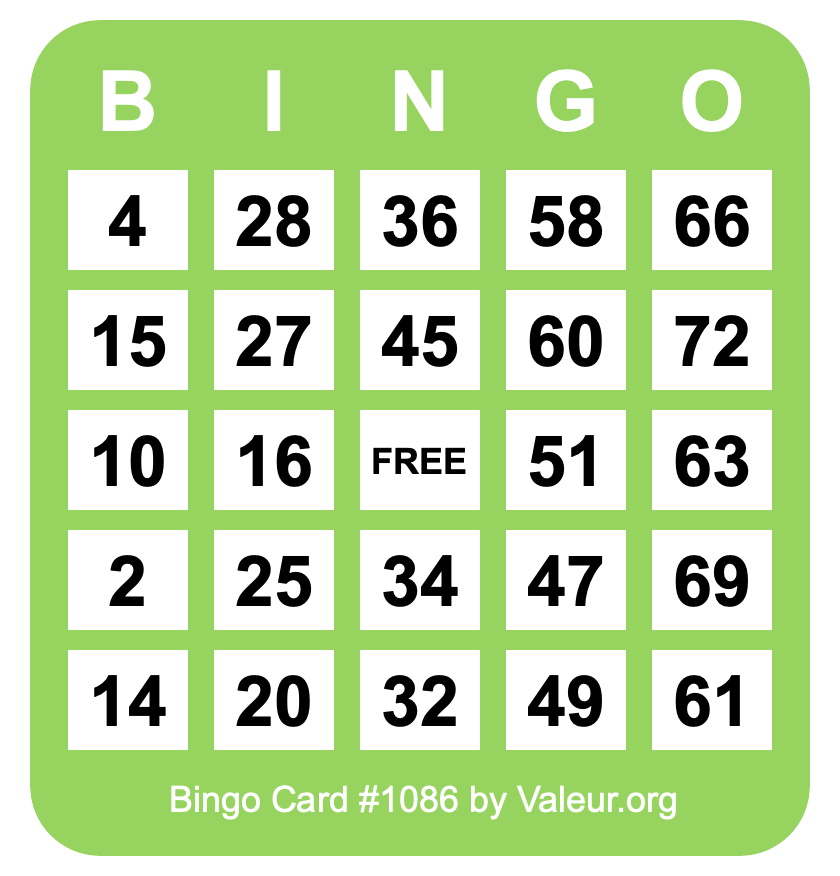 Bingo Card #1086