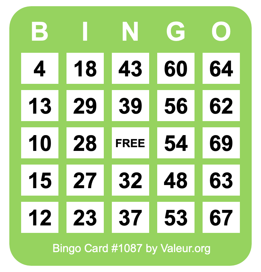 Bingo Card #1087