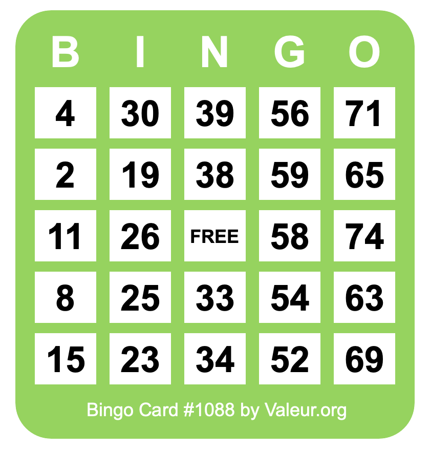 Bingo Card #1088