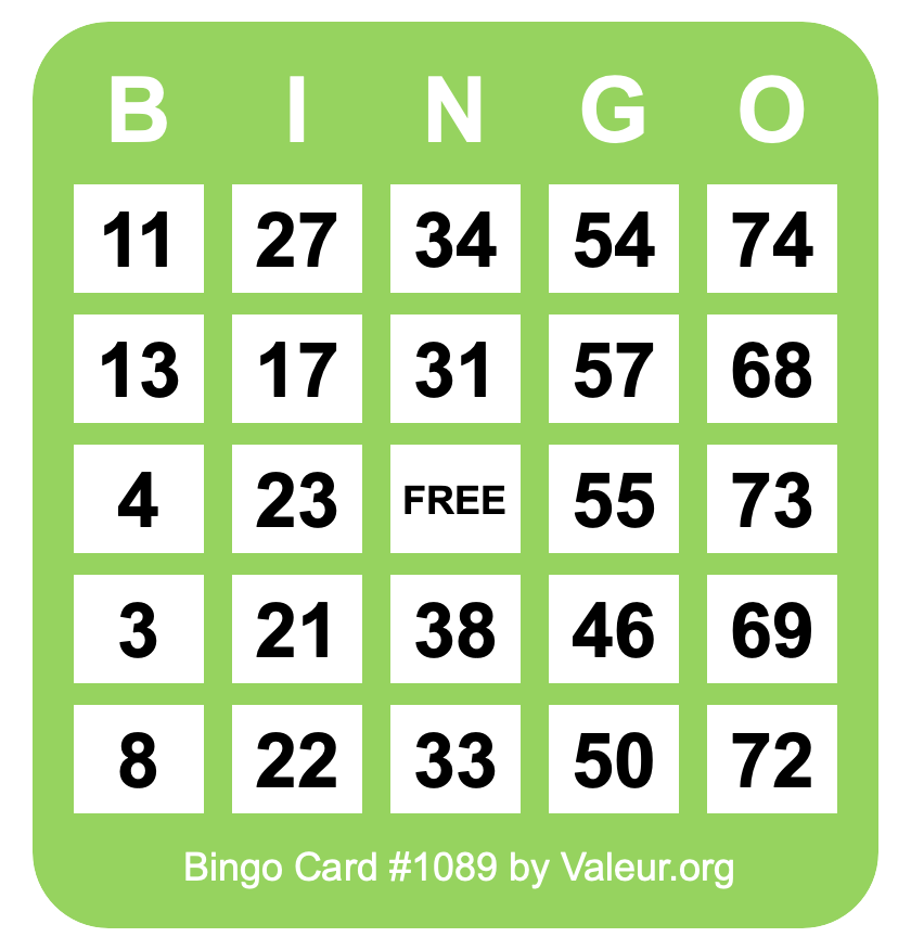 Bingo Card #1089