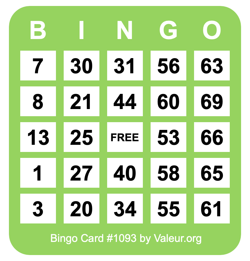 Bingo Card #1093