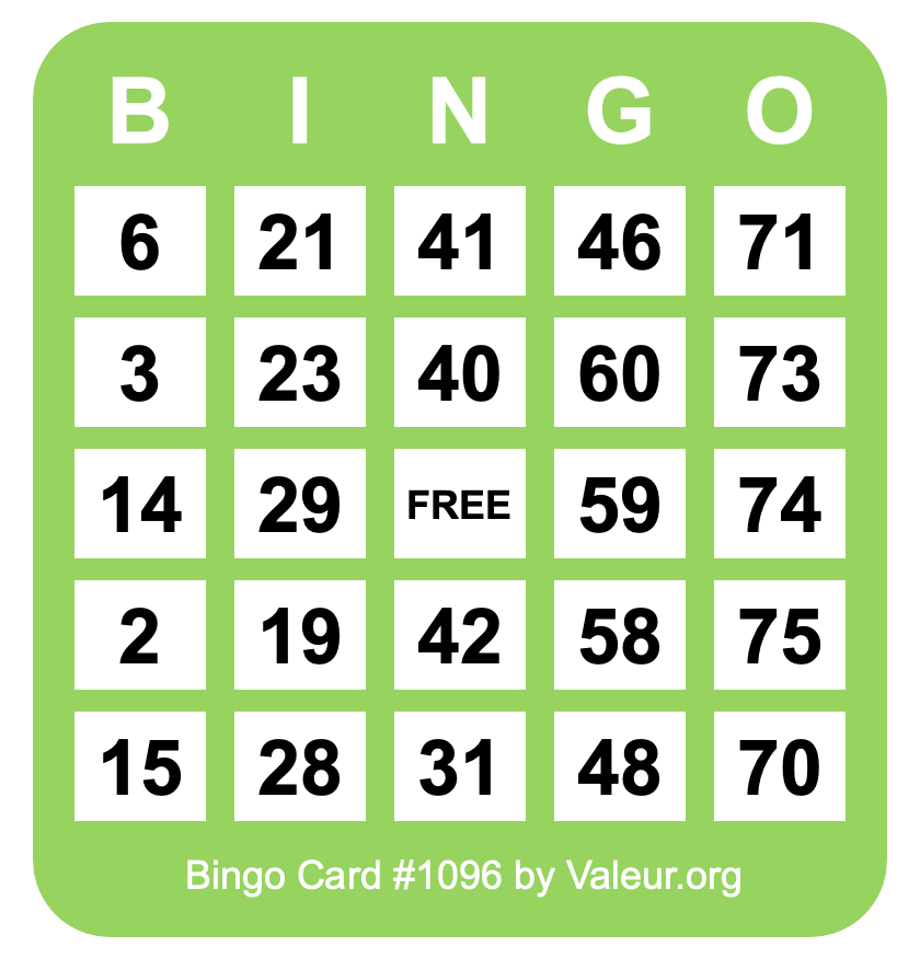 Bingo Card #1096