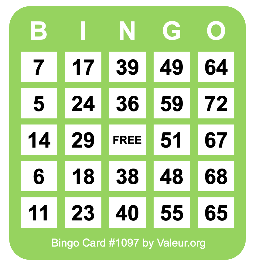 Bingo Card #1097