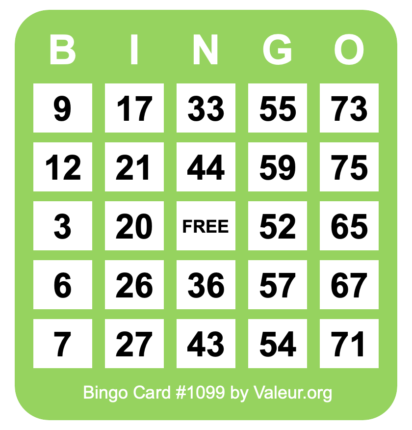 Bingo Card #1099