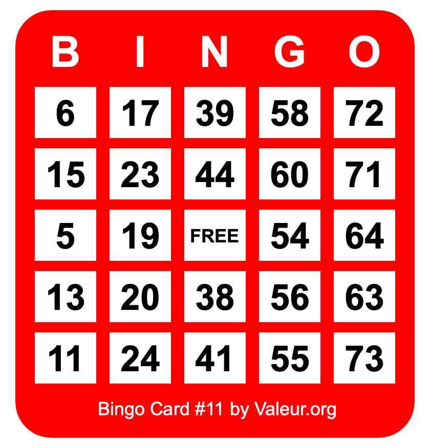 Bingo Card #11