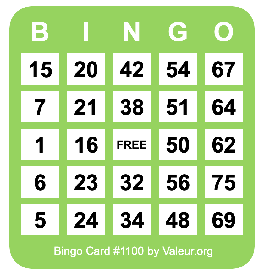 Bingo Card #1100