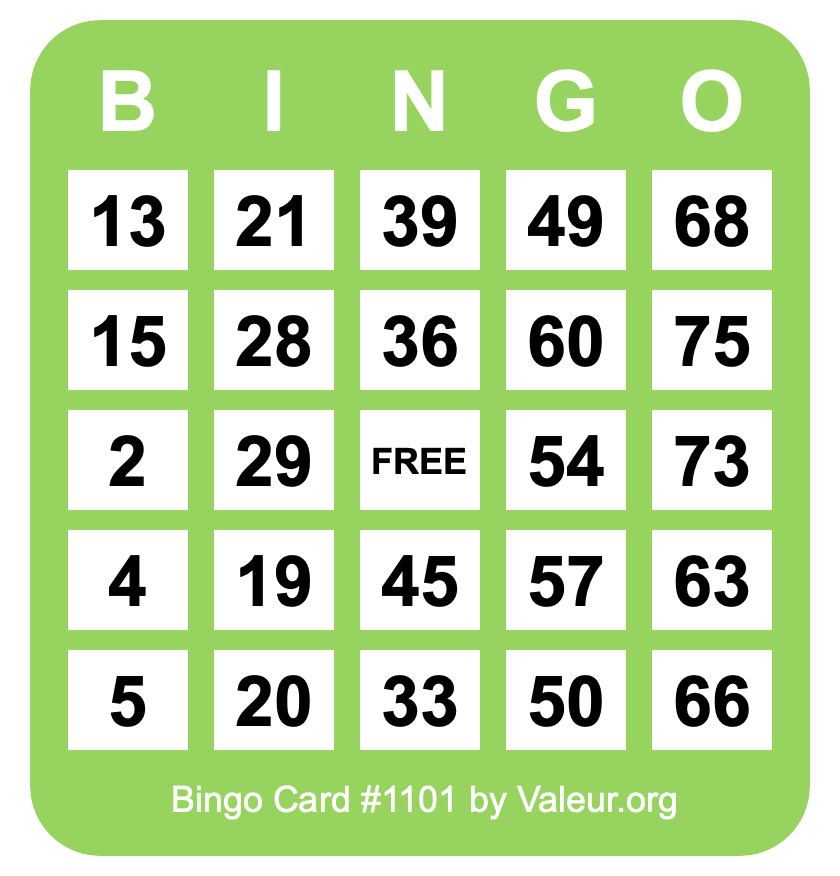 Bingo Card #1101